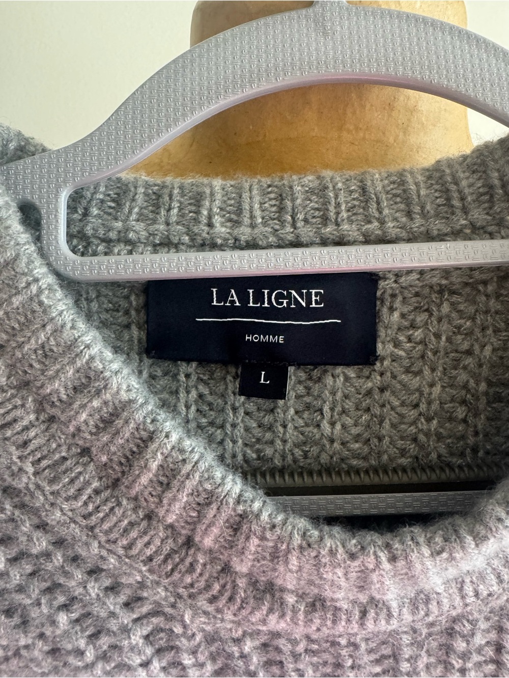 La Ligne Homme Grey Ribbed Cashmere Wool Sweater Size Large - Picture 2 of 3